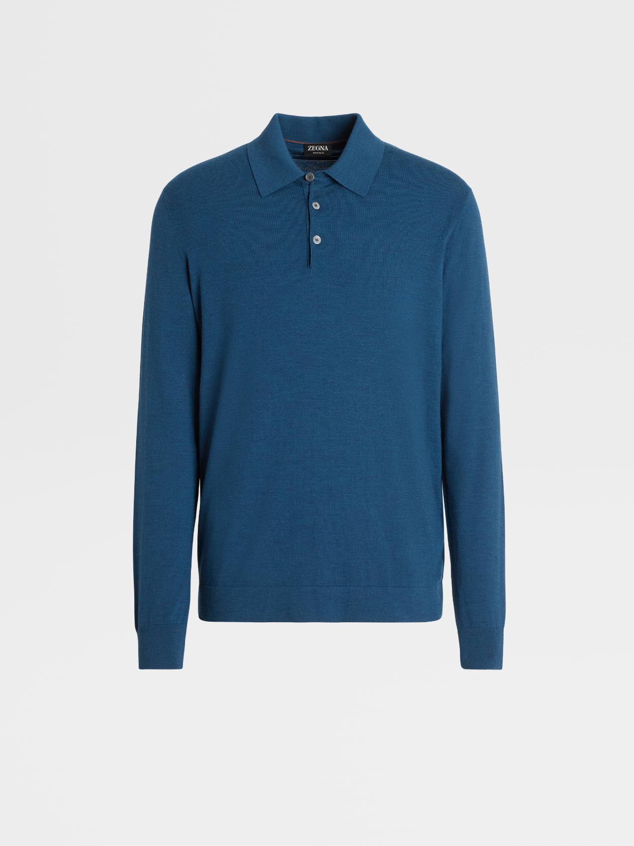 Polo 12milmil12 a Maniche Lunghe in Maglia di Lana Blu Teal